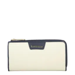 Van Heusen White & Navy Solid Zip Around Wallet for Women-image-26