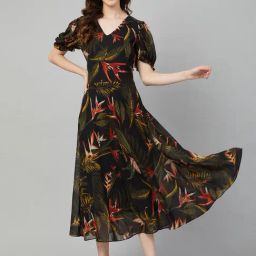 Rare Black Floral Print Maxi Dress-image-82