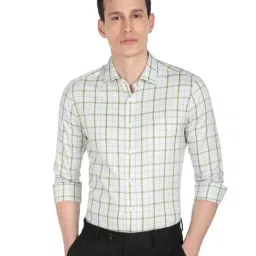 Arrow Light Green Cotton Slim Fit Checks Shirt-picture-2