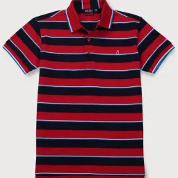 Gini & Jony Kids Red & Black Striped Polo T-Shirt-image-22