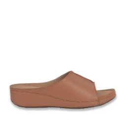 Mochi Women's Beige Slide Wedges image 3