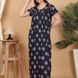 Sweet Dreams Navy Printed Nighty-picture-43