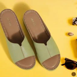 Mochi Women's Green Slide Wedges-picture-22