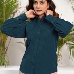 SELVIA Blue Plain Shirt-image-80