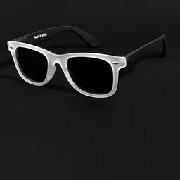 LEGEND EYEWEAR Unisex Black Lens & White Square Sunglasses with-image-9