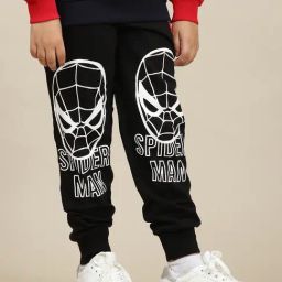 Kidsville Boys Black Cotton Blend Printed Joggers-image-31