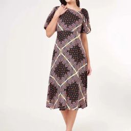 Honey By Pantaloons Jet Black Slim Fit Printed Dress-image-98