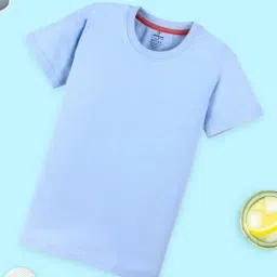 Kiddopanti Blue Boys Cotton Round Neck Solid Tee-image-37
