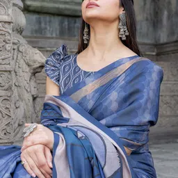 Mitera Silk Blend Block Print Saree image 5