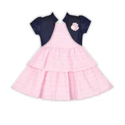 Floral Print Synthetic Material Knee Length Tiered Dress with Denim Jacket,for Kids & Girls-picture-24
