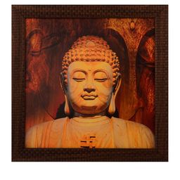 eCraftIndia Brown Satin Matte Textured Framed Buddha UV Wall Art-image-61