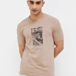 Fame Forever By Lifestyle Brown Cotton Regular Fit Printed T-Shirt-picture-4