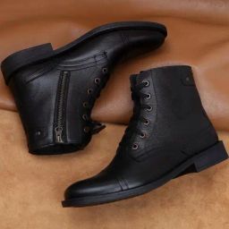 Zoom Shoes Men's Black Derby Boots-image-19