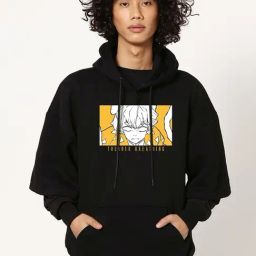 Bewakoof Black Relaxed Fit Printed Hooded Sweatshirt-picture-28