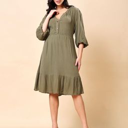 RANGRIWAZ Women Gathered or Pleated Bishop Sleeves A-Line Dress-image-38
