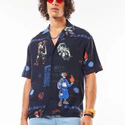 Bewakoof Blue Relaxed Fit Printed Shirt-image-16