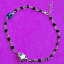Arte Jewels 925 Sterling Silver Evil Eye With Black Beads Bracelet For Women-image-60