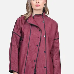 OFFICE & YOU Women Mock Collar Self Design Casual Tailored Jacket-picture-12