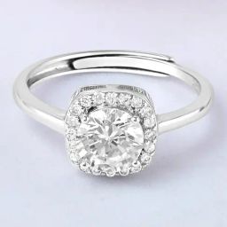 Zavya Solitaire Halo Rhodium Plated 925 Sterling Silver Ring-image-70