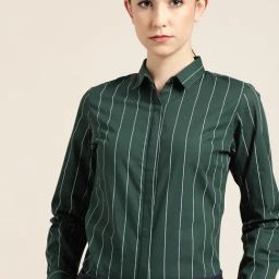 Hancock Green Cotton Striped Shirt-image-101