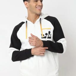 Spykar White Regular Fit Hooded Sweatshirt-39