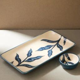 Fabindia Wabi Sabi White Ceramic Hand Painted Chip N Dip-38