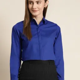 Hancock Royal Blue Cotton Slim Fit Shirt-picture-25