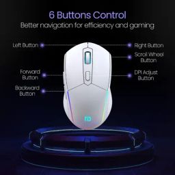 Portronics Toad One Bluetooth Mouse with 2.4 GHz & BT 5.3 Dual Wireless, 6 Buttons (White) image 4