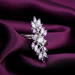 GIVA 925 Silver Royal Amethyst Cocktail Ring for Women & Girls-picture-24