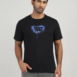 Royal Enfield Black Cotton Blend Regular Printed T-Shirt-image-4