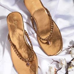 Kiana Women's Gold Thong Sandals-image-101