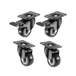 Implemental 1.5 inch Heavy Duty Caster Wheels PU Swivel Caster with 360 ° 2 with Brakes & 2 Without 80 Kg Load Capacity (Pack of 4 Piece)-image-14