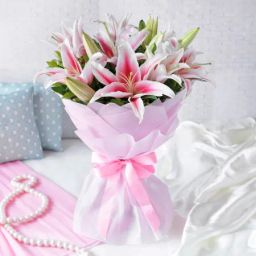 Bunch of 6 Pink Oriental Lilies-picture-32