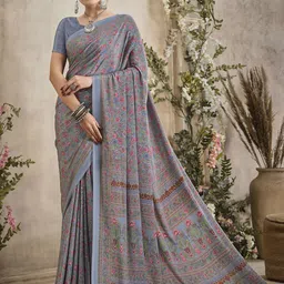 Mitera Floral Poly Crepe Saree-picture-16