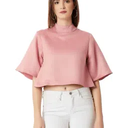 Miss Chase Pink Textured Crop Top-picture-1