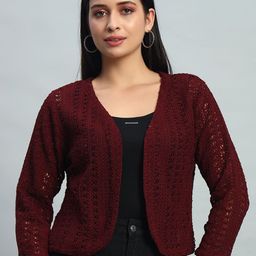 NATURE CRAFT Self Design V-Neck Cotton Crop Shrug-image-85