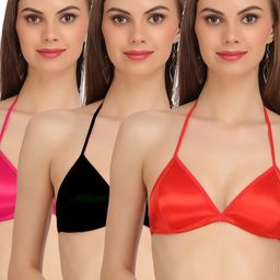 Women Cotton Pink,Black,Red Non Padded Non-Wired Lingerie Bra Sport wear Gym Crop Tank Top-9