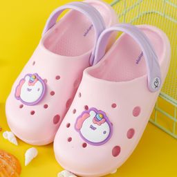 Babyoye Casual Back Strap Clogs with Unicorn Applique - Pink-picture-17