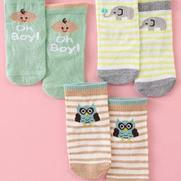 Bonjour Ankle Length Cotton Socks Pack of 3 (Color May Vary)-image-75