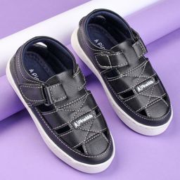 Pine Kids Sandals with Velcro Closure -Black-image-9