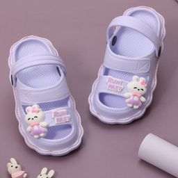 Yellow Bee Bunny Applique Detailed Sandals - Purple-image-67