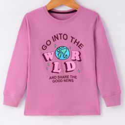 Doreme Single Jersey Knit Full Sleeves T-Shirt Text Print - Aqua Mauve-image-44