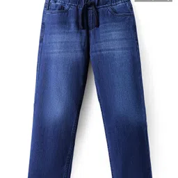 Pine Kids Woven Full Length Solid Washed Denim Jeans - Navy Blue-picture-19