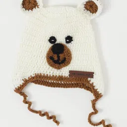 The Original Knit Polar Bear Embroidered Cap - Off White & Beige - Diameter - 30cm-picture-36