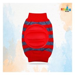 Chinmay Kids Crawling Anti-Slip Padded Stretchable Elastic Cotton Soft Breathable Comfortable Knee & Elbow Cap with Lining Pattern - Red Grey image 2