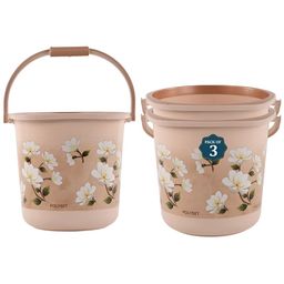 Aura Brown & White 3 Pieces Printed Bath Bucket 18L-image-15
