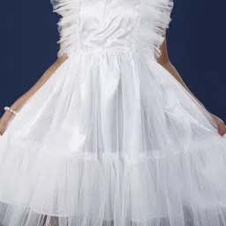 ZIP ZAP ZOOP Flutter Sleeve Net Fit & Flare Midi Dress image 2