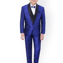 Jeetethnics Boys Blue Single-Breasted Regular Fit Party Suit-image-7