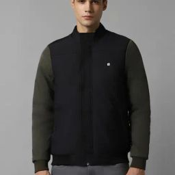 Louis Philippe Navy Cotton Regular Fit Colour Block Jacket-47