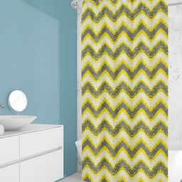 ArtzFolio White & Yellow Printed Water Proof Shower Curtain-image-77